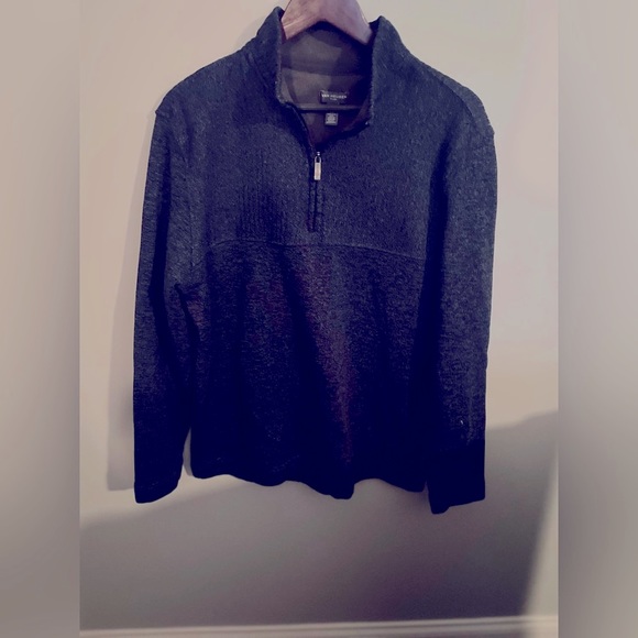 Mens cozy 1/4 zip blue Vanheusen sweater in cl - Picture 1 of 5